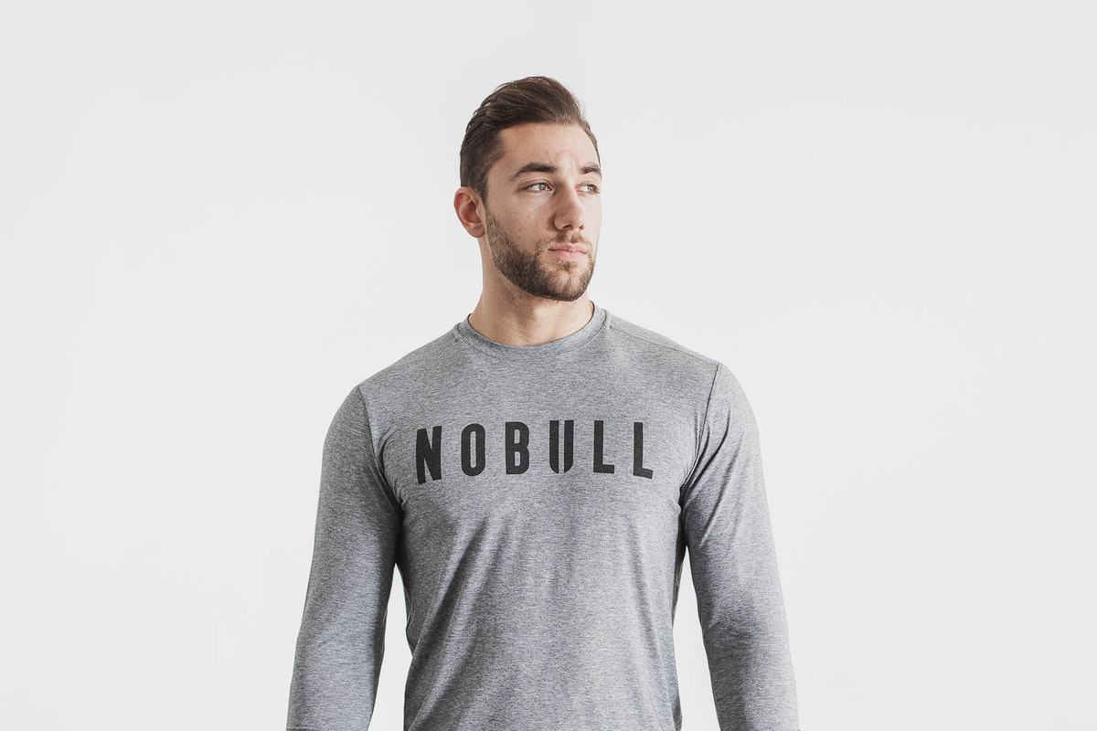 Nobull Men\'s Long Sleeves Grey | Australia (NL6271)